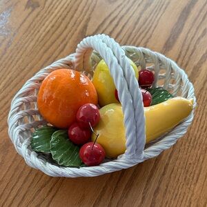 Source Unknown Ceramic Basket with White and Vibrant Fruits